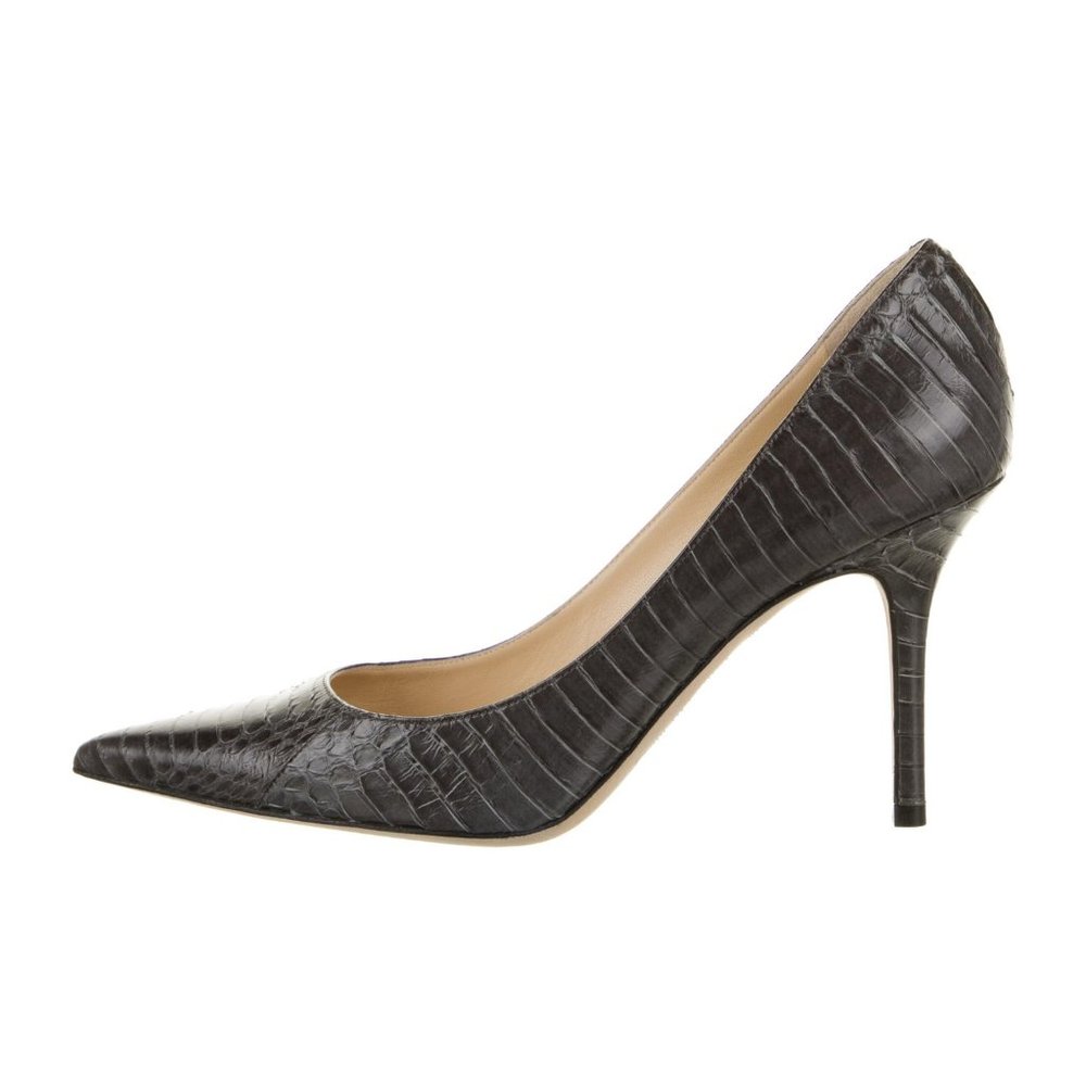 Jimmy Choo Dark Grey Python Pumps, Size IT 38.5